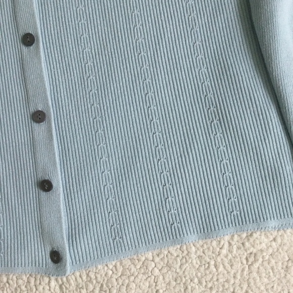 Vintage Van Heusen Cardigan Sweater Light Blue - Sz Medium - Picture 10 of 11